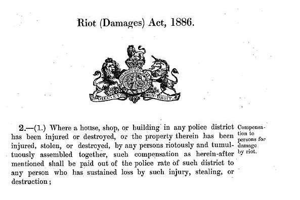 Stát zřejmě zaplatí škody z veřejných nepokojů díky zákonu z roku 1886 