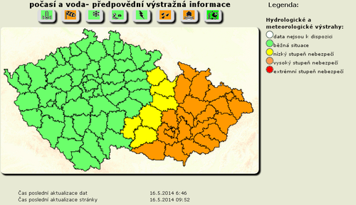 Varování českého hydrometeorologického ústavu