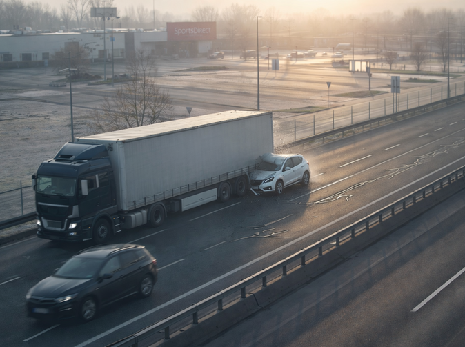 Video: Řidič osobního vozu na dálnici narazil do stojícího kamionu