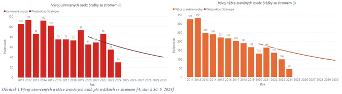 Při střetech se stromy zahynulo vloni historicky nejméně osob 1