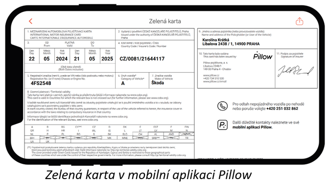 Pillow připomíná Za 3 měsíce stačí elektronická zelená karta v celé EU 1